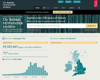 British Newspaper Archive website home page