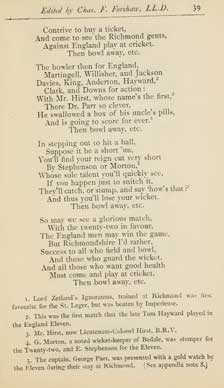 1857 The Richmondshire Cricketers' Song by William Swain. Plus notes.