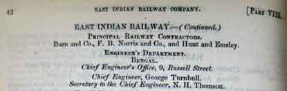 1861 - East Indian Railway Company - Principal Railway Contractors Hunt and Emsley. Image courtesy of  Graces Guide