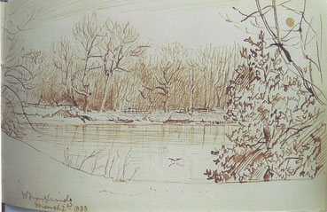 1888 Wharfeside sketch by Florence Vere O'Brien (Arnold-Forster). Burley in Wharfedale.