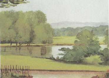 1893 Watercolour View from Wharfeside by Florence Vere O'Brien (Arnold-Forster). Burley in Wharfedale.