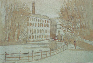 1897 Watercolour Greenholme Mills by Florence Vere O'Brien (Arnold-Forster). Burley in Wharfedale.