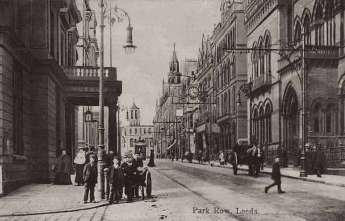 1898 Postcard of Park Row, Leeds. Address of Chorley Connon and Chorley.