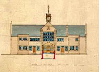 1899 Drawing Admin Block Scalebor Park Hospital, Burley in Wharfedale.