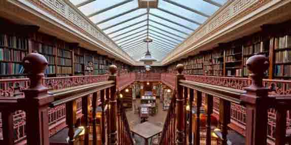 1899-1900 New cast iron gallery at Leeds Library - Chorley, Connon & Chorley.