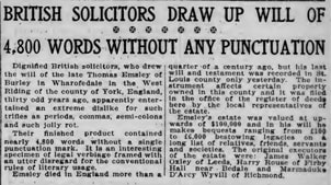 1916 March - Thomas Emsley will without  punctuation. Article Duluth Evening Herald. USA.