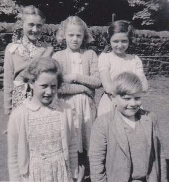 1950 Burley Woodhead School -  Doreen, Dorothy A., Catherine, Freda,  Bernard. Burley in Wharfedale.