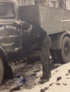 1950s Arthur Newsome Limited truck with driver Donald Foulds.