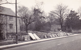 1957-8 Lawn Walk council houses view from Main Street, Burley in Wharfedale.