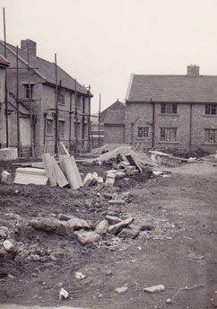 1957-8 Lawn Walk council houses - view towards Back Lane, Burley in Wharfedale.