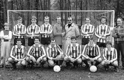 1982-83 Scalebor Park Hospital football team. Burley in Wharfedale.