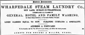 Advert - Wharfedale Steam Laundry Co - Sun Lane 1896 - The BNA