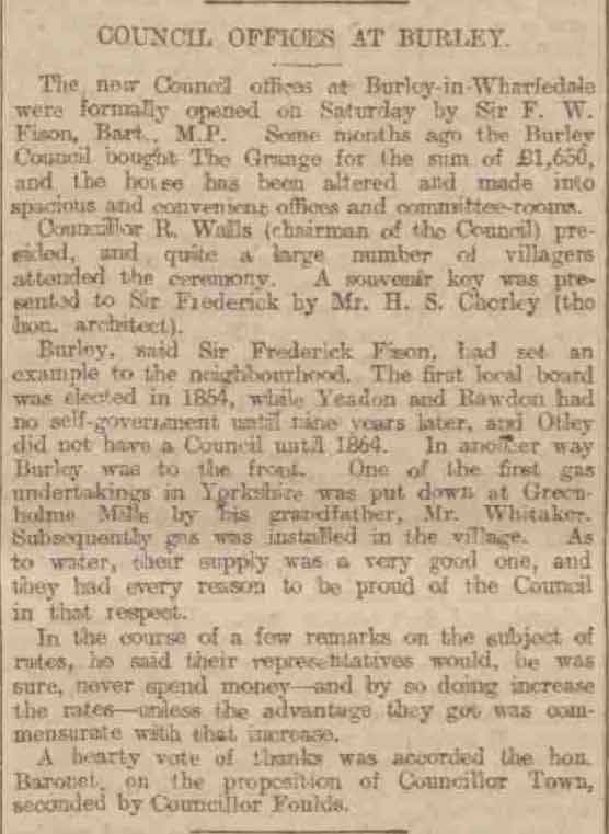 1905 - Burley Council Offices opening ceremony - Harry S Chorley.