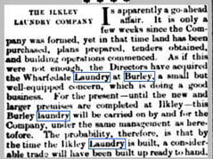 Burley Laundry taken over Wharfedale & Airedale Observer 04 March 1898.