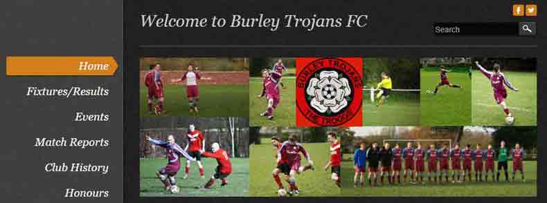 Former Burley Trojans Football Club website home page