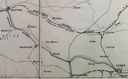 1846 Wharfdale Railway map. Lancashire and Yorkshire North Eastern.