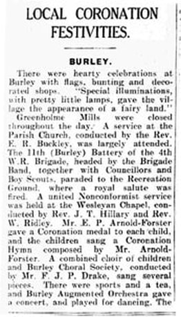 1935 Royal Jubilee festivities - Burley in Wharfedale