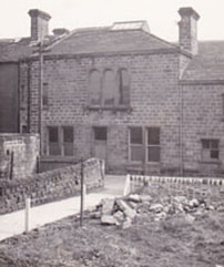 c1956 The Lawn - doorway Back Lane. Burley in Wharfedale.