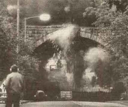 1981 Viaduct explosive demolition, Bradford Rd, Burley in Wharfedale.