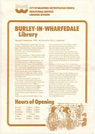Burley in Wharfedale Library Leaflet 1974