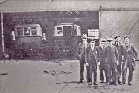 1928 Garage Staff at Cream Bus Service depot, Main Street, Burley in Wharfedale.
