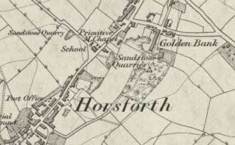 Horsforth & some of its quarries including Golden Bank. OS1851 6ins. 