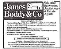 James Boddy and Co - Estate Agent Surveyor Auctioneer 120 Main Street, Burley in Wharfedale. 1985 advert.