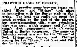 Practice Game - Blues v Stripes - Sept 15th 1911. 