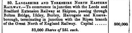 1844 Lancashire and Yorkshire North Eastern Railway. Shareholders Manual by Henry Tuck
