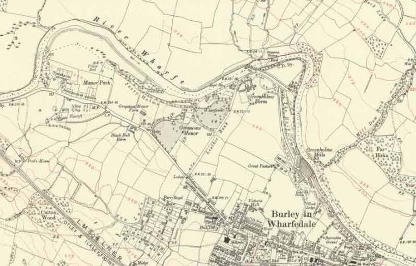 Greenholme, Burley in Wharfedale 1934 OS Map