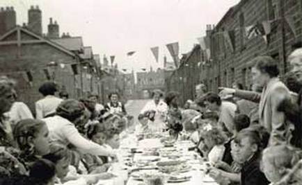 1945 End of War Down Peel Place, Burley in Wharfedale.