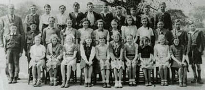 1946 Burley National School with Mr Harrison. Aireville Terrace, Burley in Wharfedale.