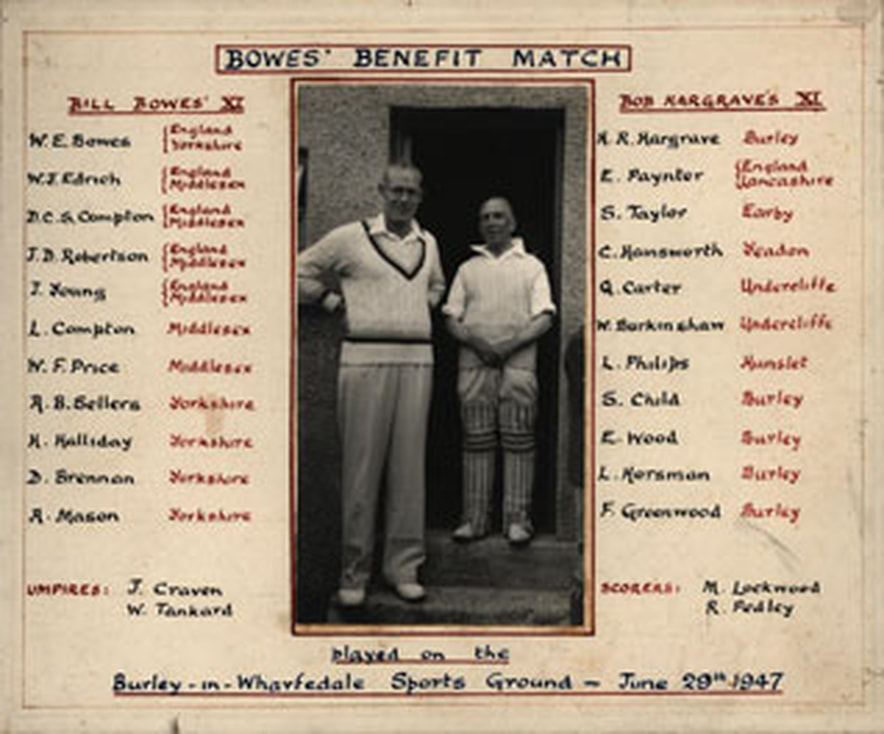 1947 Bill Bowes' Benefit Match at Burley in Wharfedale.