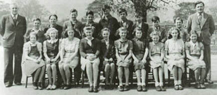1947 Burley National School with Mr Simmons & Mr Smith. Aireville Terrace, Burley in Wharfedale.