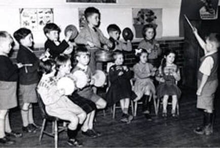 1953 Nov Burley CofE Primary Coronation event, Aireville Terrace, Burley in Wharfedale.