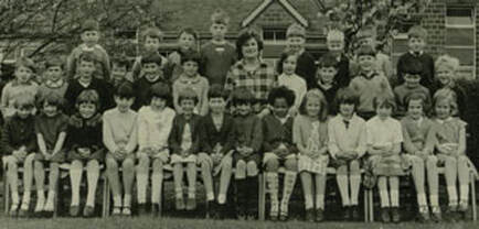 1967 Burley CofE Primary infants with Mrs Robinson. Aireville Terrace, Burley in Wharfedale.