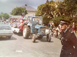1977 Burley Play School float driven by Ted Lancaster. Burley in Wharfedale.