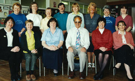 1998 Burley CofE First School staff. Aireville Terrace, Burley in Wharfedale.