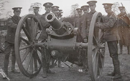 4th West Riding Howitzer Brigade with 5 inch gun by H. Stephenson. Burley in Wharfedale