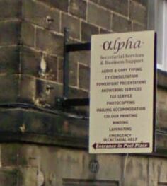 Alpha Secretarial Services and Business Support - Entrance in Peel Place - 2008.