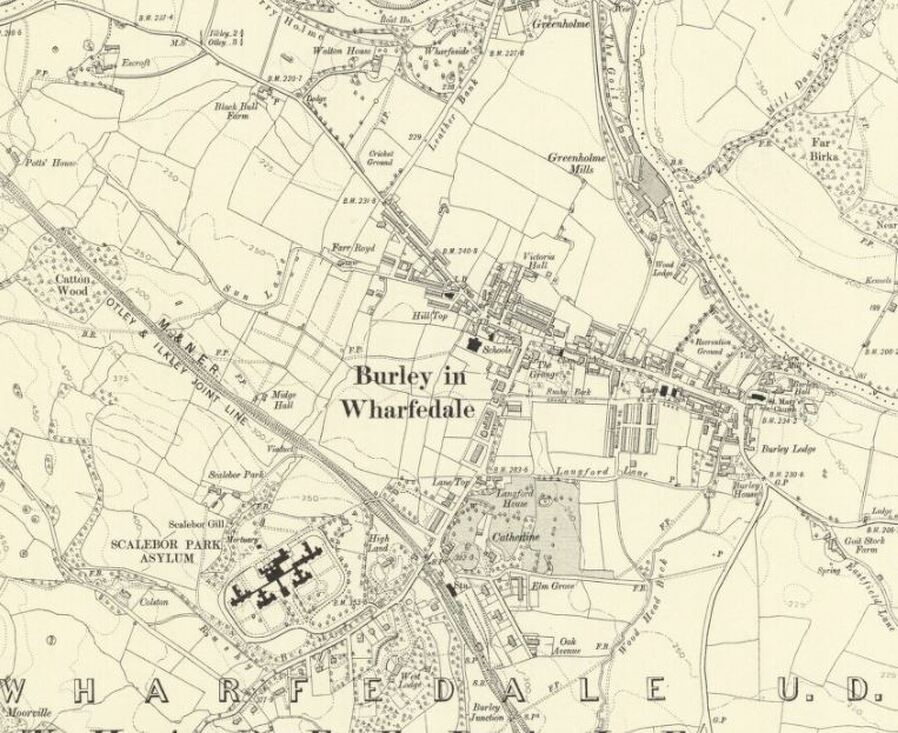 Burley in Wharfedale OS Map 1909