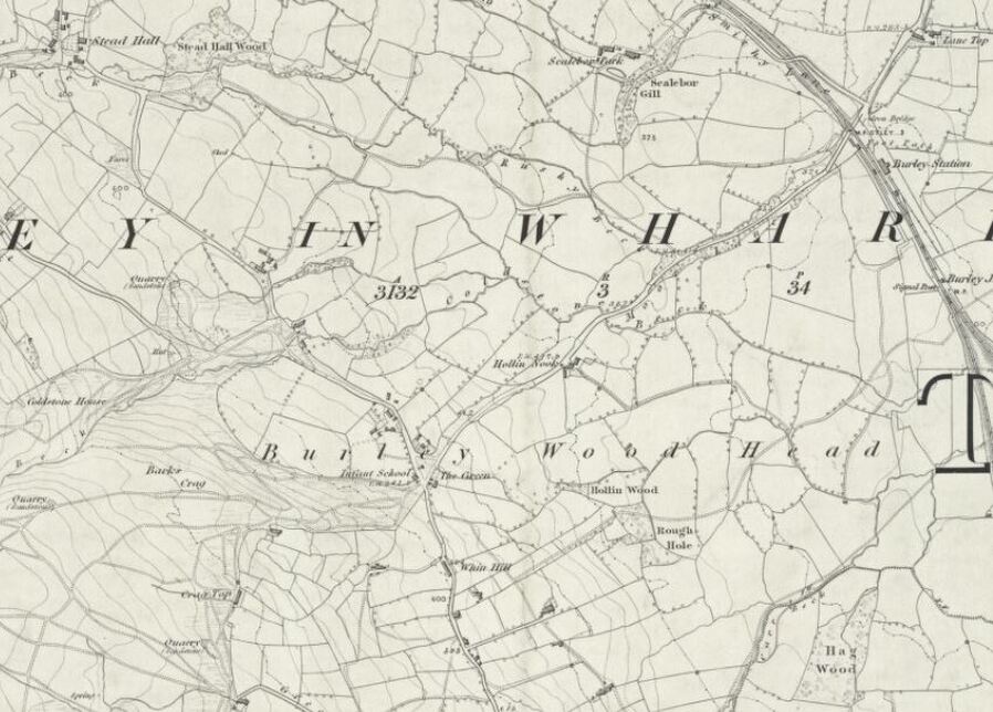 Burley Woodhead and Stead OS Map 1851