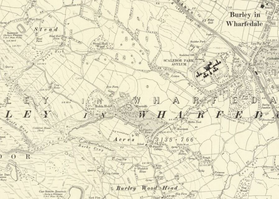 Burley Woodhead and Stead OS Map 1909