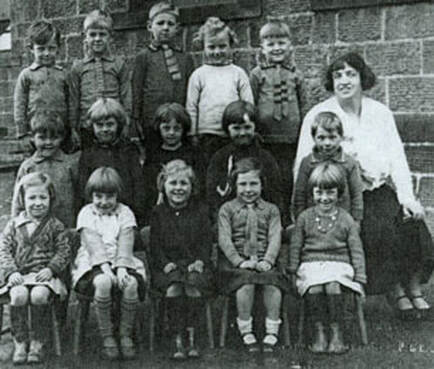 undated-9 Burley National School infants, Miss Busfield. Aireville Terrace, Burley in Wharfedale. 