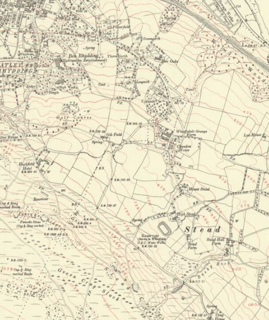 Stead OS Map 1934 showing the Urban District Boundary