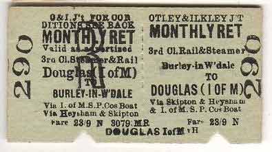 Douglas (Isle of Man) to Burley in Wharfedale Monthly Return Rail Ticket.