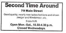 Second Time Around - Ladies Fashions & Shoes 79 Main Street, Burley in Wharfedale. Advert 1985.