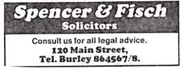 Spencer and Fisch - Solicitors 120 Main Street, Burley in Wharfedale. 1985 advert.