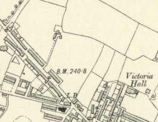 1909 map of Victoria Hall, Peel Place, Burley in Wharfedale